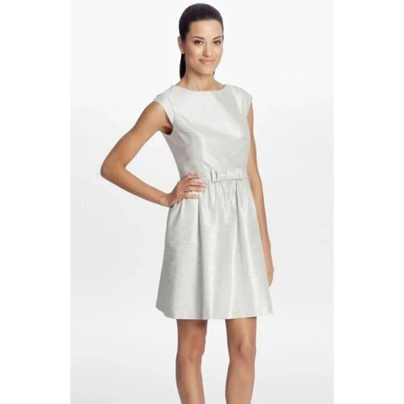 Cynthia Steffe Metallic Silver Fit & Flare Dress 6 - Picture 1 of 7